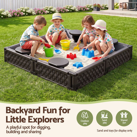 Square sandpit outdoor setup