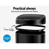 Devanti 58L Motion Sensor Bin Rubbish Automatic Black