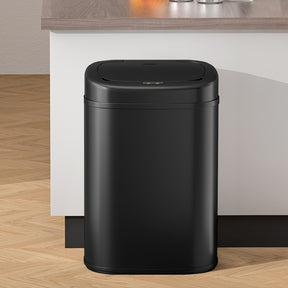 Queenstown black steel 82L motion sensor kitchen bin in a modern kitchen