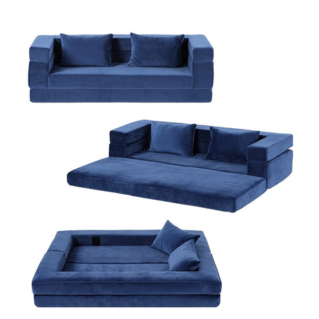 Bisou Convertible Sofa Bed, Blue, view 2