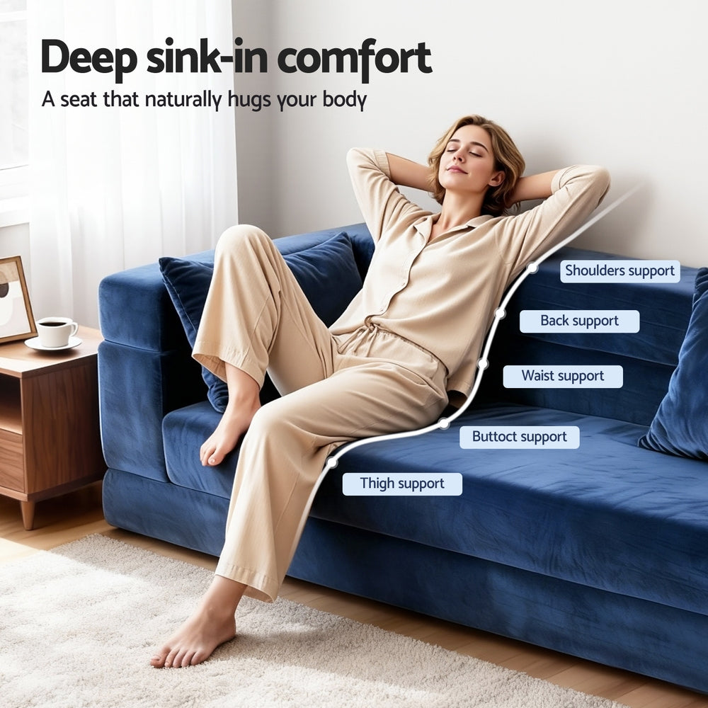 Ametlla 2 Seater Sofa Bed, Blue