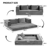 Elodie Velvet Sofa Bed, Grey, view 3
