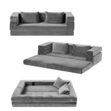 Elodie Velvet Sofa Bed, Grey, view 4