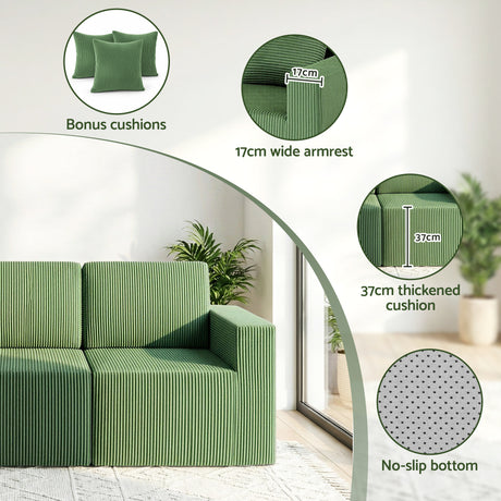 Torredembarra 3 Seater Modular Sofa, Green