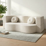 Estartit Beige corduroy sofa bed in a modern living room
