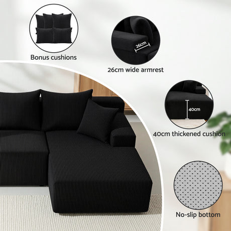 Empuries 4 Seater Modular Sofa, Black