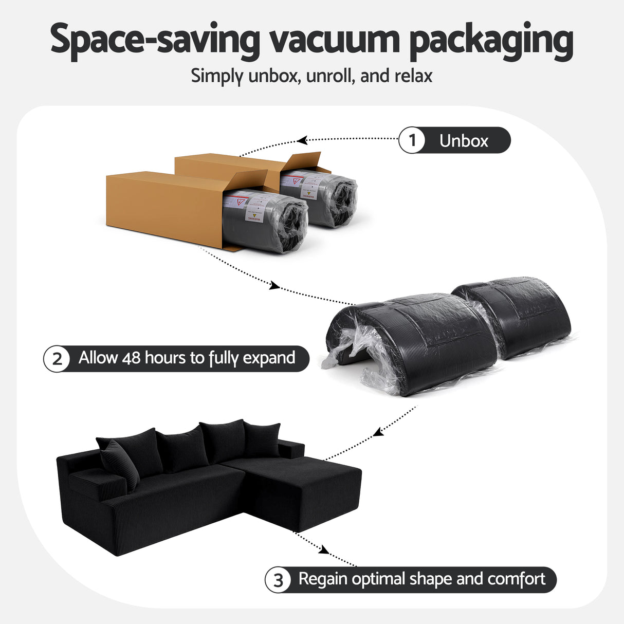 Empuries 4 Seater Modular Sofa, Black