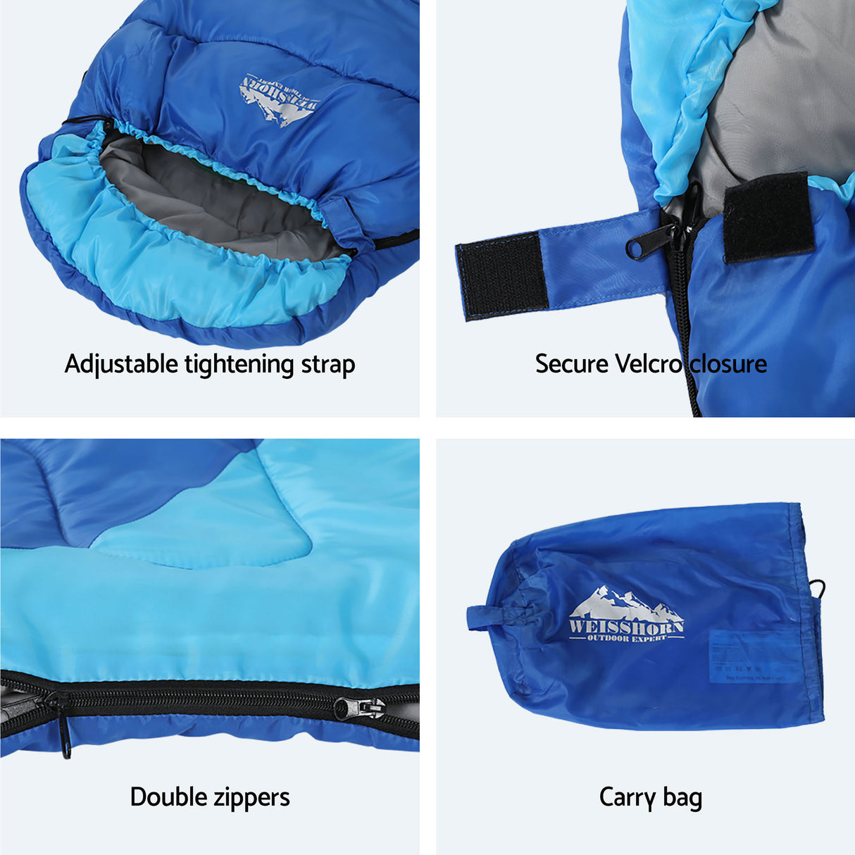 Weisshorn Kids Sleeping Bag Set of 2, Single 172cm, Thermal, Camping Hiking