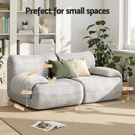 Nova Two Seater Modular Sofa, Light Grey, view 3