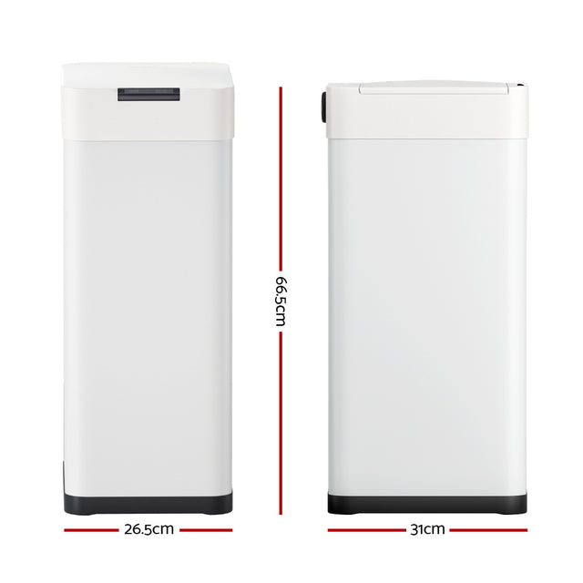 Devanti 50L Sensor Bin Motion Rubbish Bins Kitchen Automatic Trash Can White