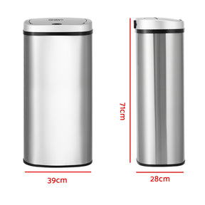 Rotorua silver 60L automatic sensor kitchen bin in a modern kitchen