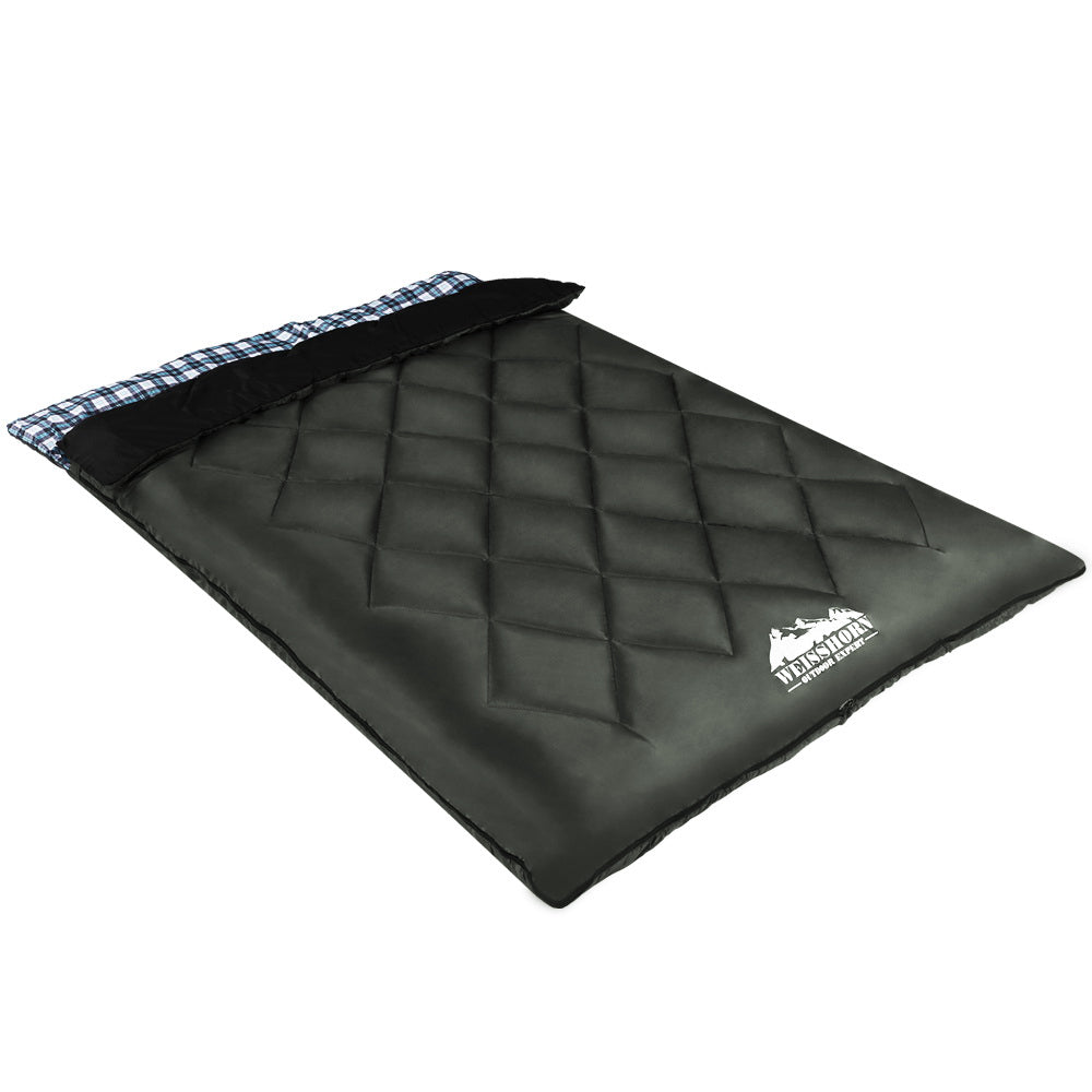 Weisshorn Double Sleeping Bag with Pillow, -10°C, Thermal, Grey