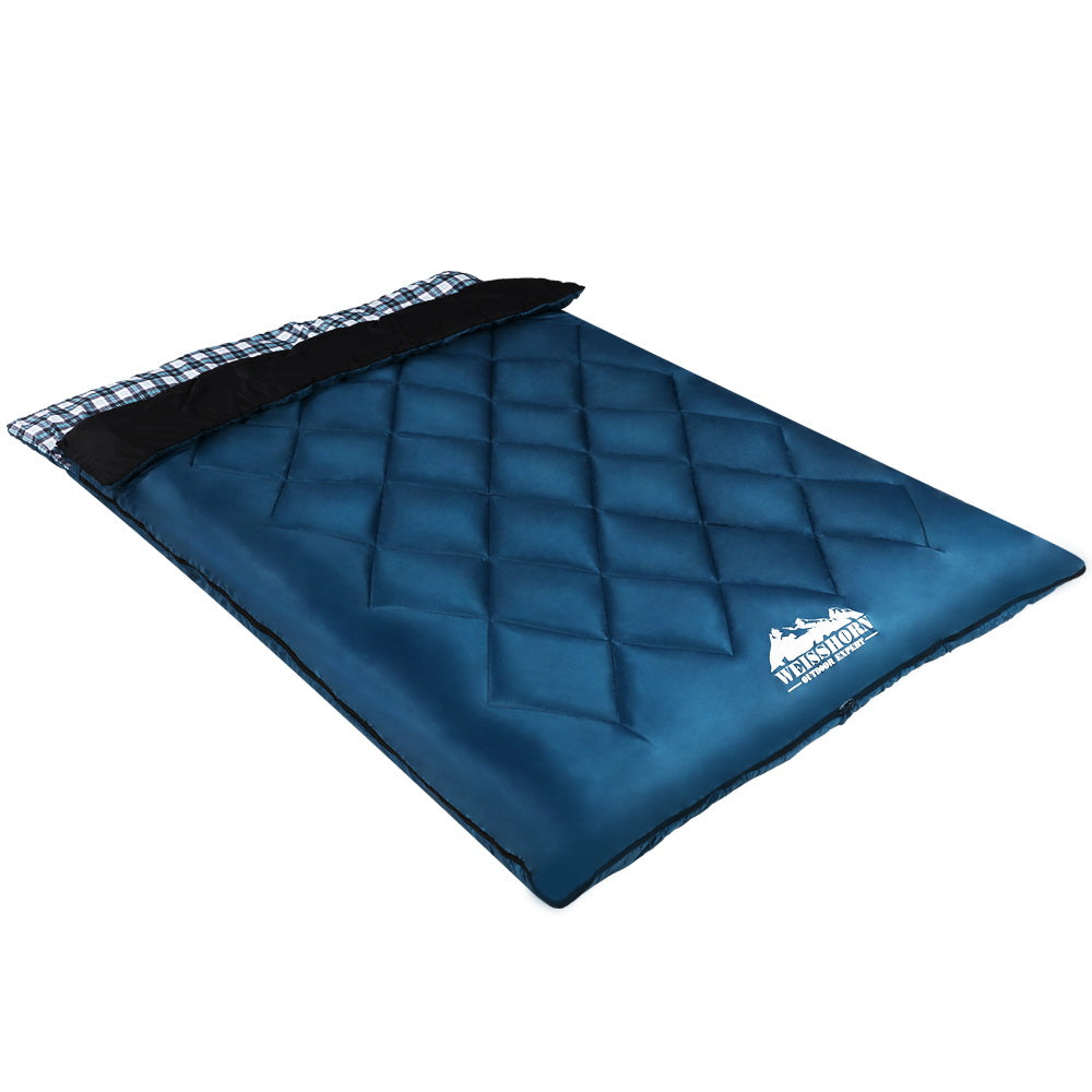 Weisshorn Double Sleeping Bag with Pillow, -10°C, Thermal, Blue