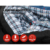 Weisshorn Double Sleeping Bag with Pillow, -10°C, Thermal, Blue