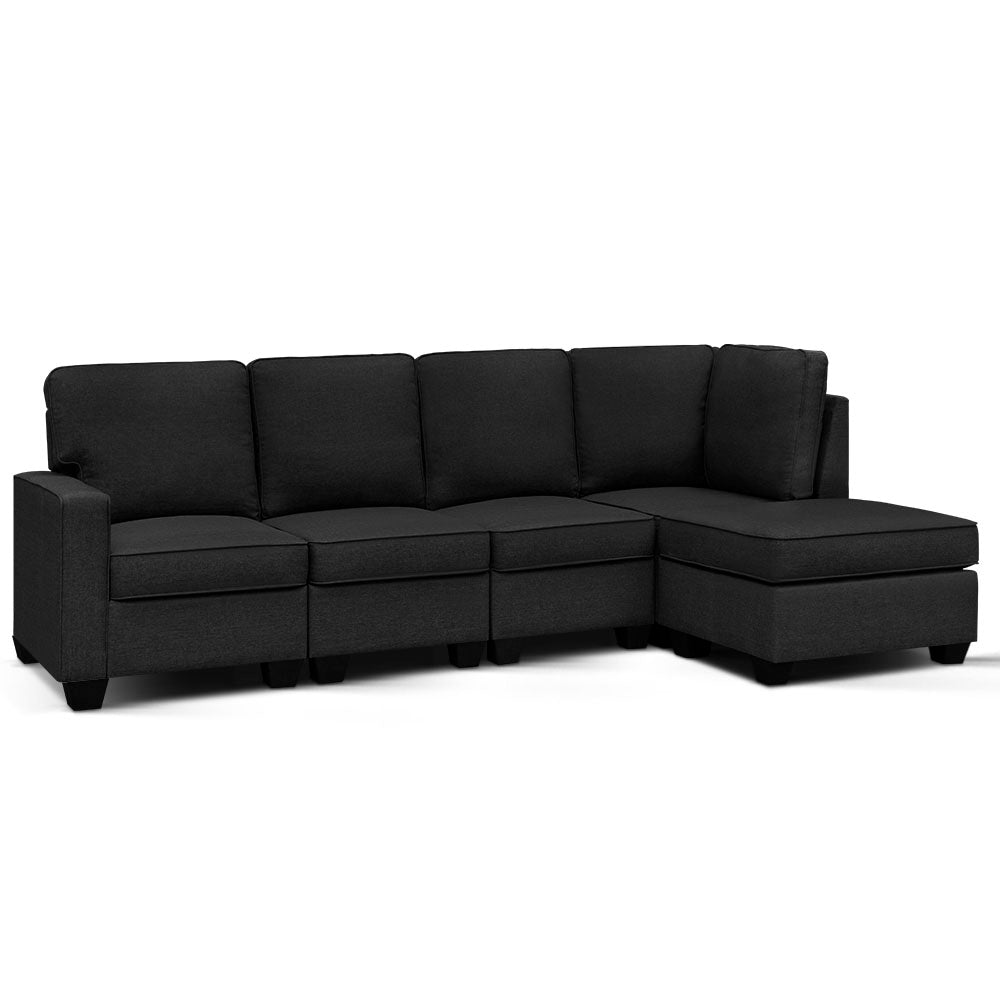 Artiss 5-Seater Modular Sofa Chaise Set — Dark Grey, Configurable — Allure Home Collections