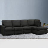 Artiss 5-Seater Modular Sofa Chaise Set — Dark Grey, Configurable — Allure Home Collections