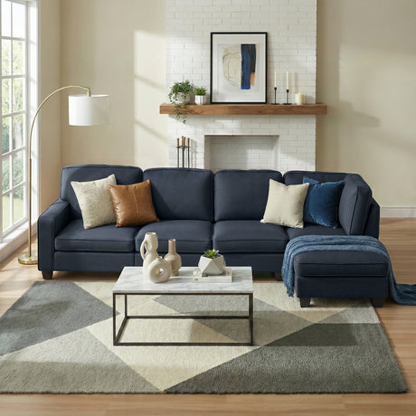 Tamariu Dark Grey linen modular sofa in a modern living room