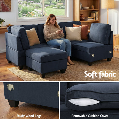 Tamariu 5 Seater Modular Sofa, Dark Grey