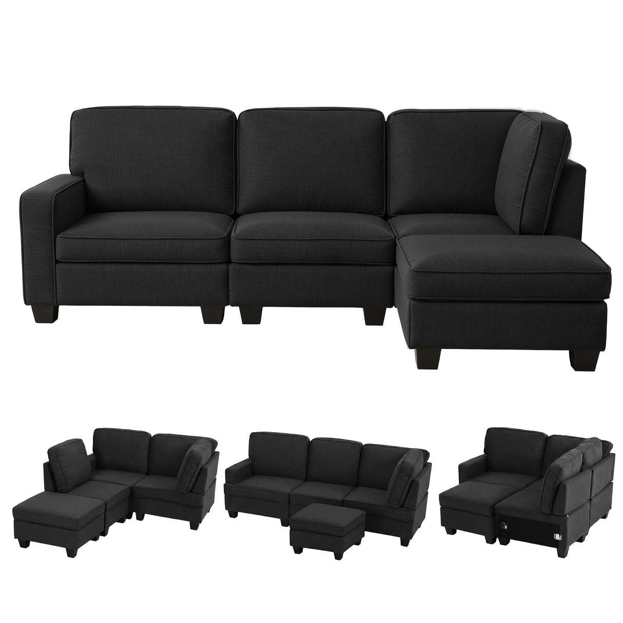 Artiss Modular Sofa Chaise Set 4 Seater Dark Grey — Allure Home Collections