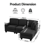 Artiss Modular Sofa Chaise Set 4 Seater Dark Grey — Allure Home Collections