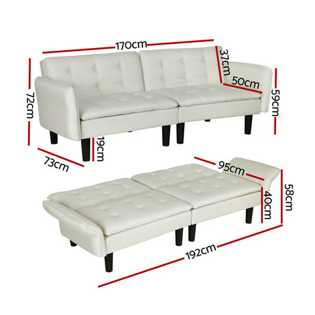 Artiss Serena 3 Seater Sofa Bed - Beige