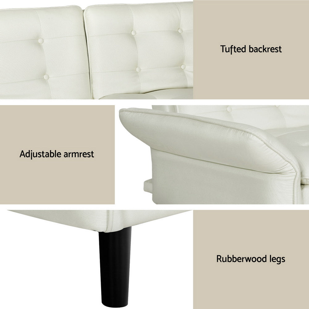 Artiss Serena 3 Seater Sofa Bed - Beige