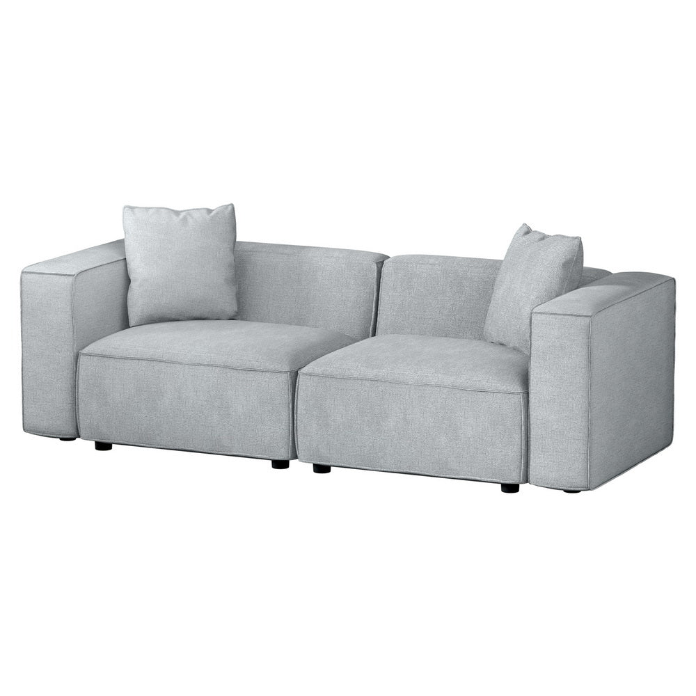 Artiss ALVIN 2-Seater Modular Sofa Chaise — Soft Linen, Grey — Allure Home Collections