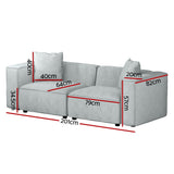 Artiss ALVIN 2-Seater Modular Sofa Chaise — Soft Linen, Grey — Allure Home Collections