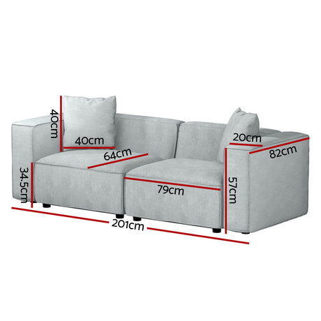 Artiss ALVIN 2-Seater Modular Sofa Chaise — Soft Linen, Grey — Allure Home Collections