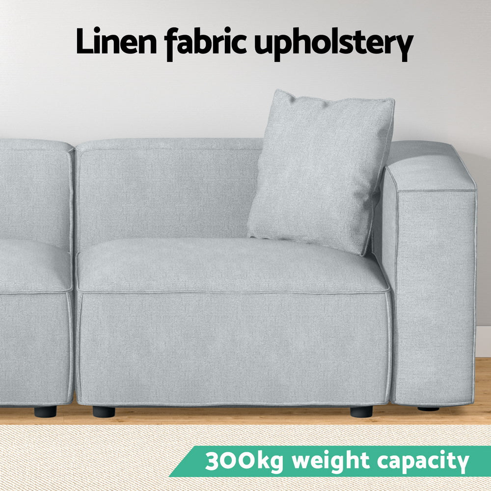 Artiss ALVIN 2-Seater Modular Sofa Chaise — Soft Linen, Grey — Allure Home Collections