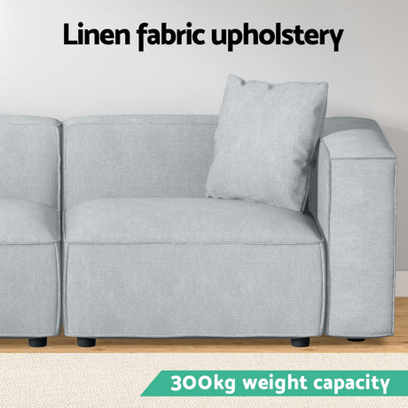 Artiss ALVIN 2-Seater Modular Sofa Chaise — Soft Linen, Grey — Allure Home Collections