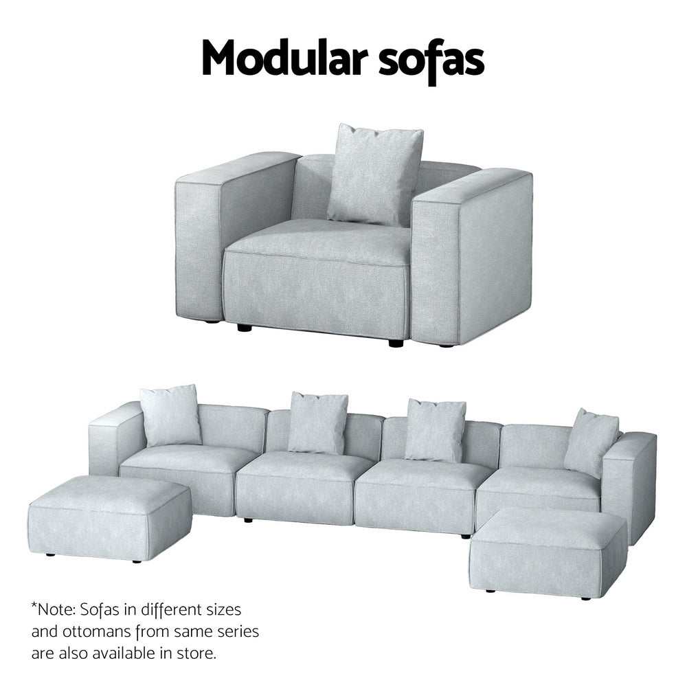 Artiss ALVIN 2-Seater Modular Sofa Chaise — Soft Linen, Grey — Allure Home Collections