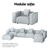 Artiss ALVIN 2-Seater Modular Sofa Chaise — Soft Linen, Grey — Allure Home Collections