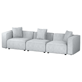 Sitges grey soft linen 3 seater modular sofa chaise in a modern living room