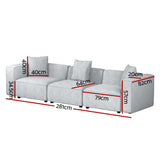 Artiss ALVIN 3-Seater Modular Sofa Chaise — Soft Linen, Grey — Allure Home Collections