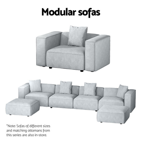 Artiss ALVIN 3-Seater Modular Sofa Chaise — Soft Linen, Grey — Allure Home Collections