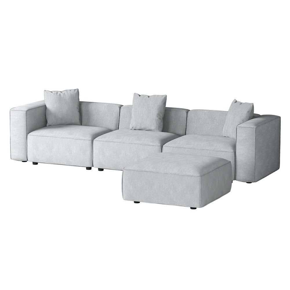 Artiss ALVIN 4-Seater Modular Sofa Chaise Set — Soft Linen, Grey — Allure Home Collections