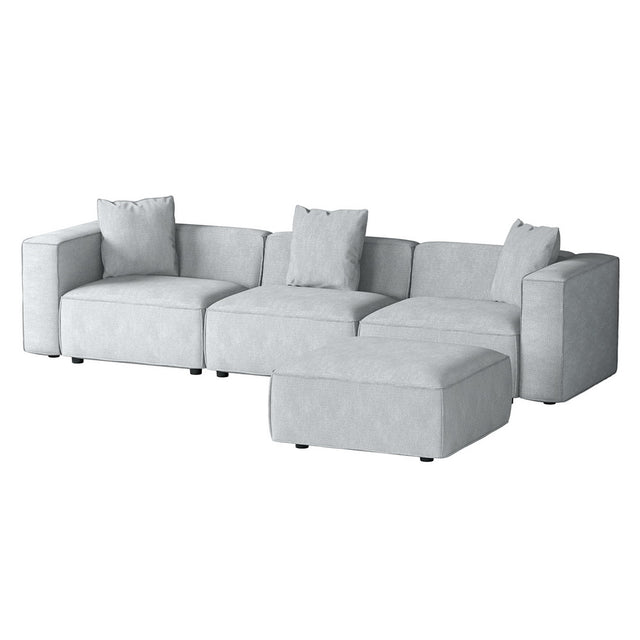 Artiss ALVIN 4-Seater Modular Sofa Chaise Set — Soft Linen, Grey — Allure Home Collections