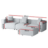 Artiss ALVIN 4-Seater Modular Sofa Chaise Set — Soft Linen, Grey — Allure Home Collections