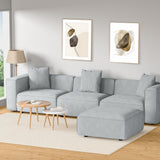 Artiss ALVIN 4-Seater Modular Sofa Chaise Set — Soft Linen, Grey — Allure Home Collections