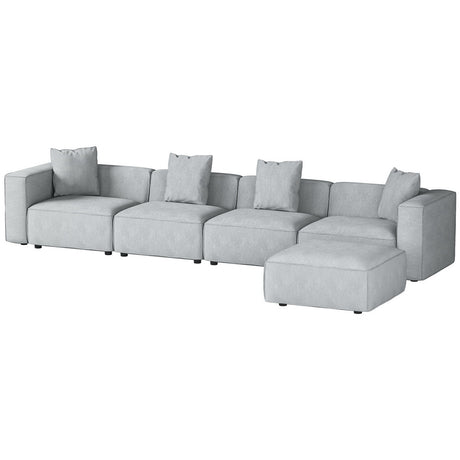 Artiss ALVIN 5-Seater Modular Sofa Chaise Set — Soft Linen, Grey — Allure Home Collections