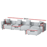 Artiss ALVIN 5-Seater Modular Sofa Chaise Set — Soft Linen, Grey — Allure Home Collections