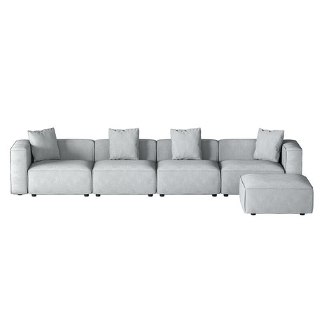 Artiss ALVIN 5-Seater Modular Sofa Chaise Set — Soft Linen, Grey — Allure Home Collections