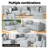 Artiss ALVIN 5-Seater Modular Sofa Chaise Set — Soft Linen, Grey — Allure Home Collections