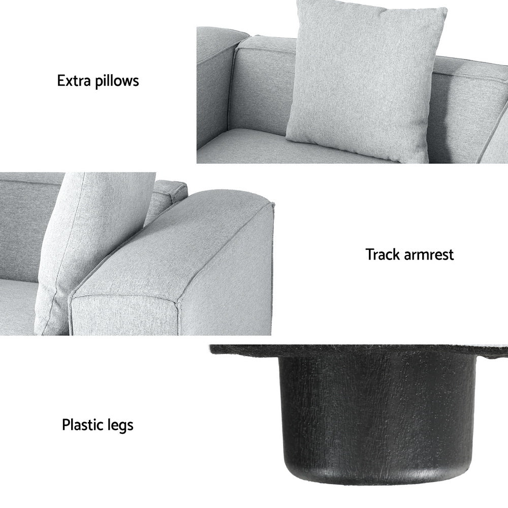Artiss ALVIN 5-Seater Modular Sofa Chaise Set — Soft Linen, Grey — Allure Home Collections