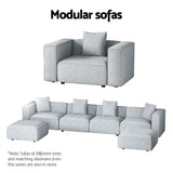 Artiss ALVIN 5-Seater Modular Sofa Chaise Set — Soft Linen, Grey — Allure Home Collections