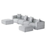 Artiss ALVIN 6-Seater Modular Sofa Chaise Set — Soft Linen, Grey — Allure Home Collections