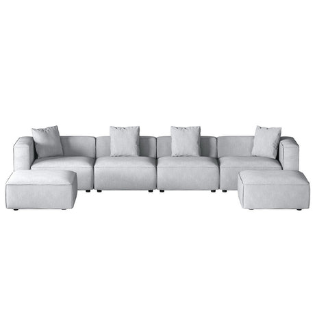 Artiss ALVIN 6-Seater Modular Sofa Chaise Set — Soft Linen, Grey — Allure Home Collections
