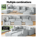 Artiss ALVIN 6-Seater Modular Sofa Chaise Set — Soft Linen, Grey — Allure Home Collections