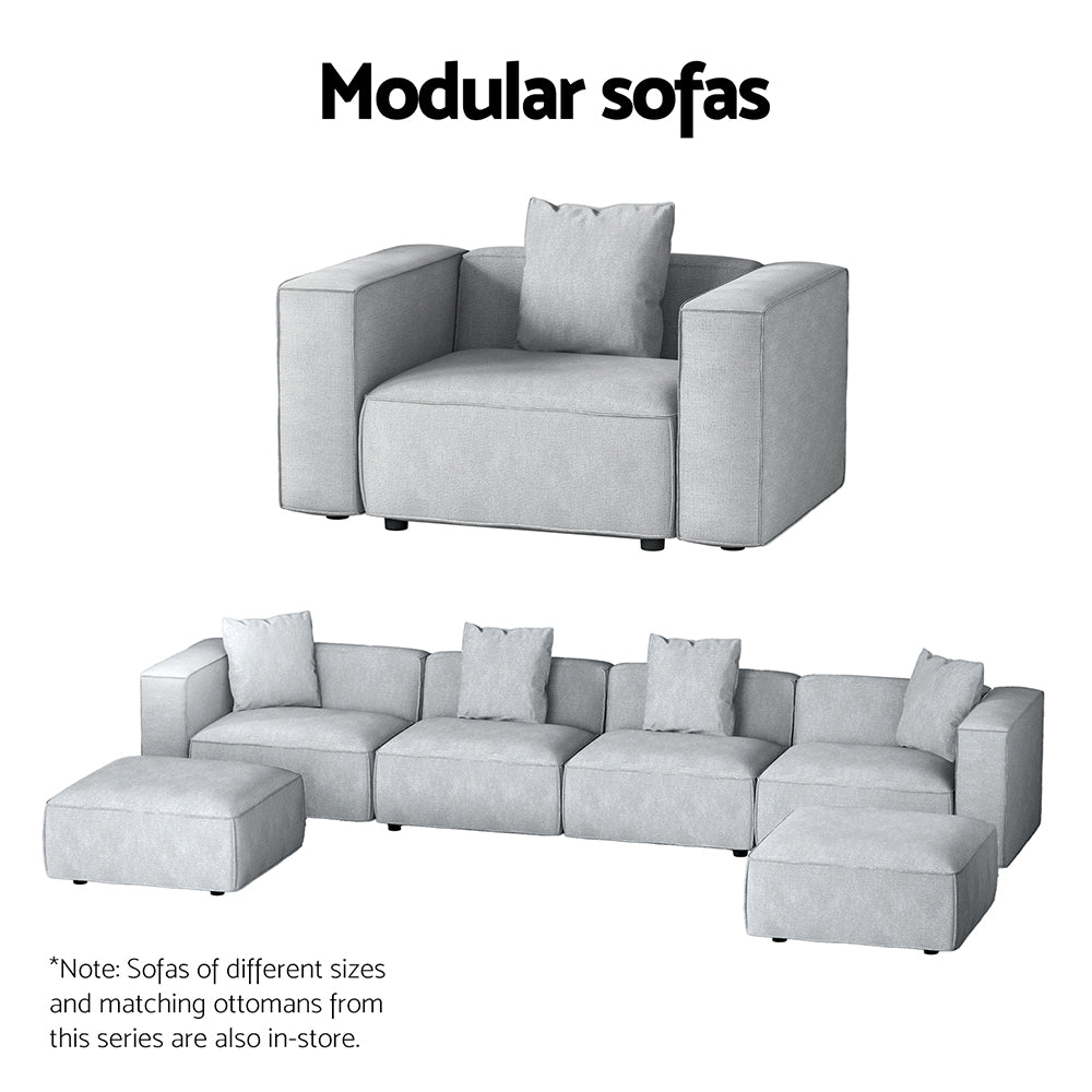 Artiss ALVIN 6-Seater Modular Sofa Chaise Set — Soft Linen, Grey — Allure Home Collections